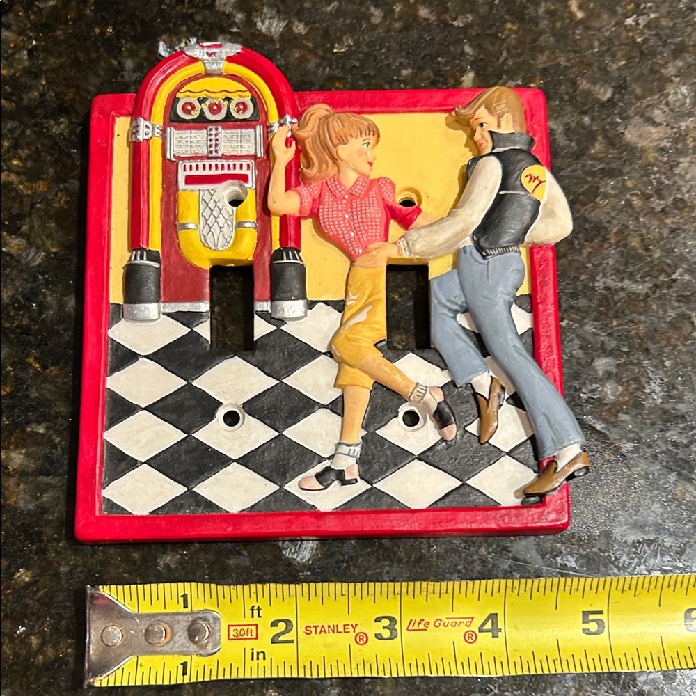 Retro Dance Rock & Roll Diner Scene Ceramic Light Switch Cover